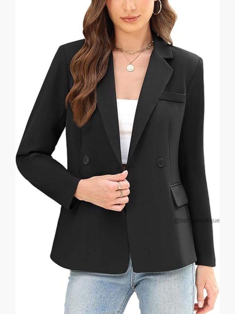 Open Front Long Sleeve Blazer Business Casual Office Work Jacket